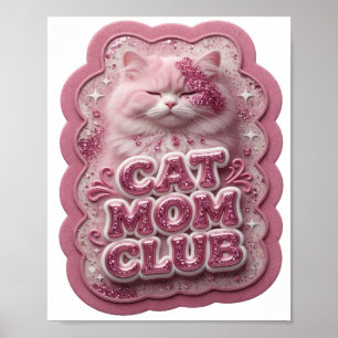 Poster Club maman chat rose croquant