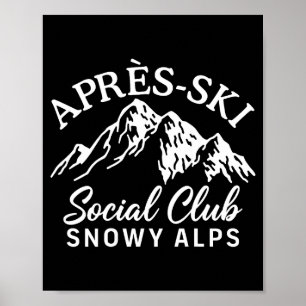 Poster club social d'après-ski alpes enneigées