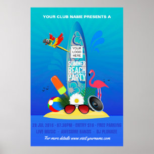 Poster Club Summer Beach Party ajouter le logo publicité