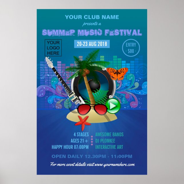 Poster Club Summer Music Festival ajouter un logo publici (Devant)