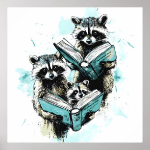 Poster Club vintage des Lecteurs Raccoon