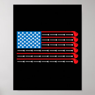 Poster Clubs de golf Drapeau Américain