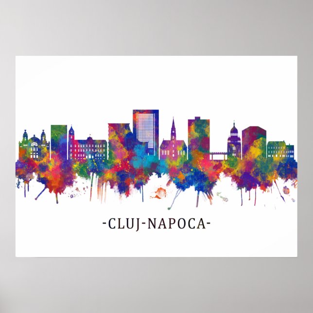 Poster Cluj-Napoca Roumanie Skyline (Devant)