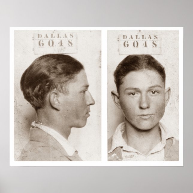 Poster Clyde Champion Barrow Mug Shot Dallas Circa 1926 (Devant)