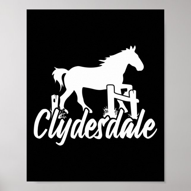 Poster Clydesdale Ébauche Cheval Pun Horseback équitation (Devant)