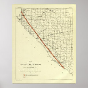 Poster Coast of California showing San Andreas Rift