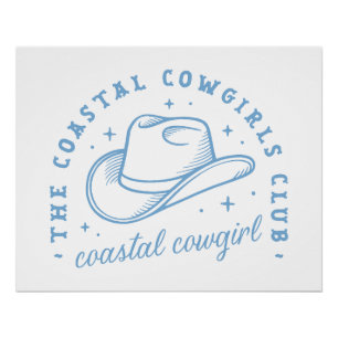 Poster Coastal cowgirl casquette côte ouest bleu esthétiq