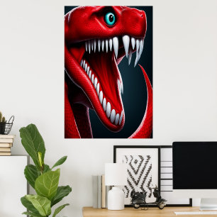 Poster Cobra serpent avec des écailles rouges vibrantes e