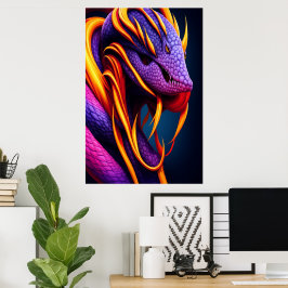 Poster Cobra serpent avec écailles orange et violette vib
