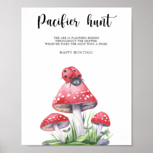 Poster Coccinelle - chasse à la tétine jeu de baby shower
