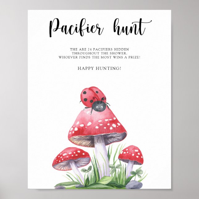 Poster Coccinelle - chasse à la tétine jeu de baby shower (Devant)