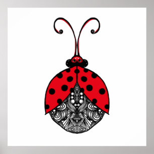 Poster Coccinelle enchevêtrement de lignes