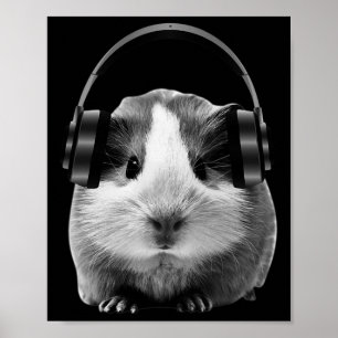 Poster Cochon De Guinée Mignonne À L'Écoute Du Dubstep
