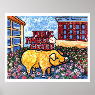 Poster Cochon du centre du marché