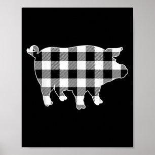 Poster Cochon noir & amp; blanc Buffalo plaqué Joyeux Chr