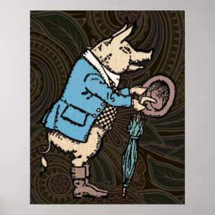 Poster Cochon portant une veste Antique formelle