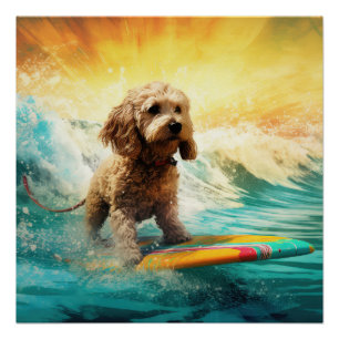 Poster Cockapoo Beach Surf Paining