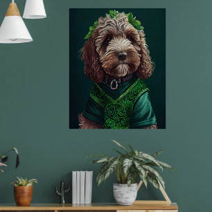 Poster Cockapoo Dog en robe de fête St. Patrick