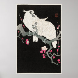 Poster Cockatoos et fleurs de prunes par Ohara Koson