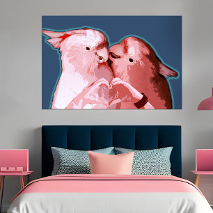 Poster Cockatoos Romantiques Art Pop Ludique Amoureux des