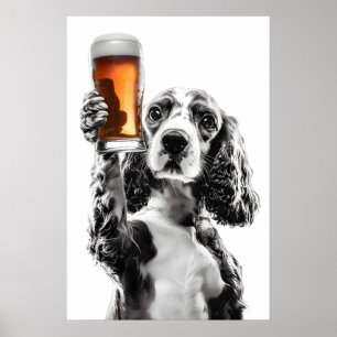 Poster Cocker Spaniel buvant de la bière Art Amoureux de