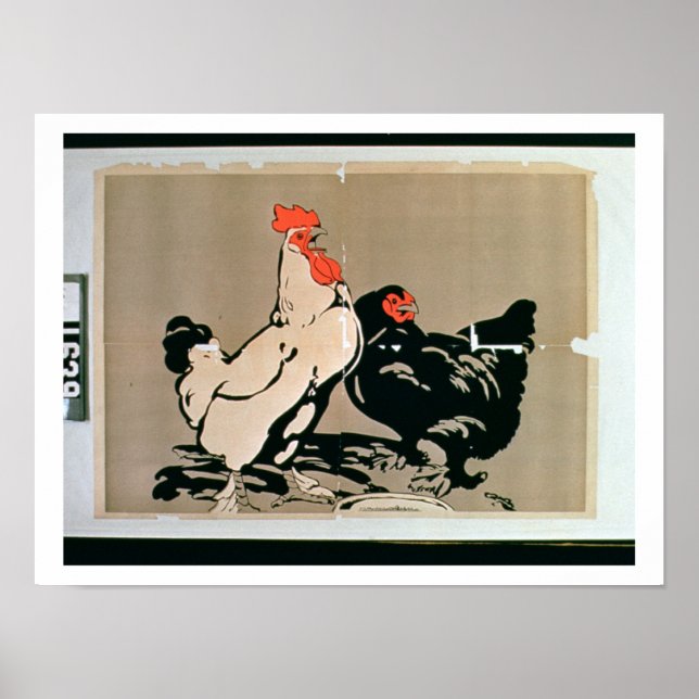 Poster Cockerel et Hen (litho couleur) (Devant)