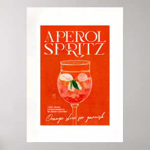 Poster Cocktail Aperol Spritz Gros verre orange