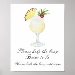 Poster Cocktail baby shower - aider la mariée occupée