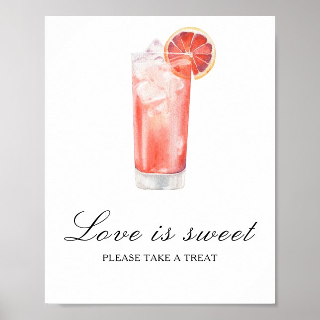 Poster Cocktail bridal shower - love is sweet (Devant)