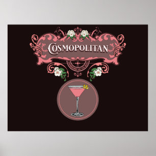Poster Cocktail Cosmopolite Retro