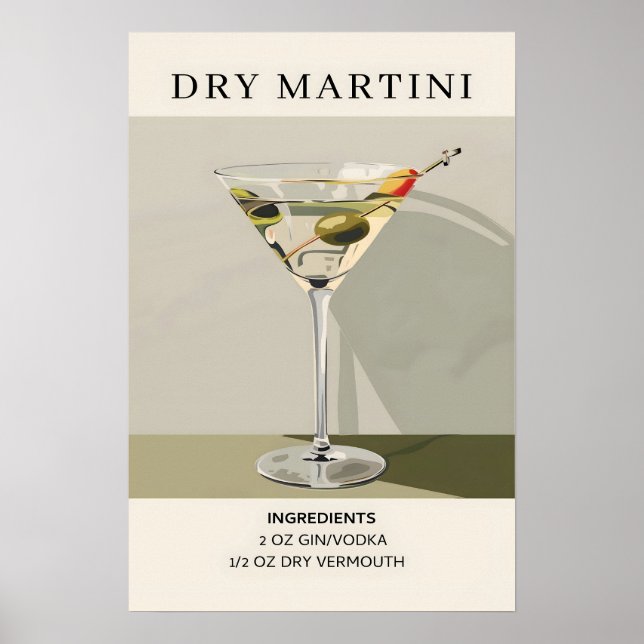 Poster Cocktail Dry Martini (Devant)