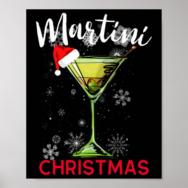 Poster Cocktail Martini de Noël Happy Hour Fun Drink Gi (Devant)