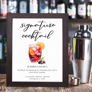 Poster Cocktail Signature Sangria d'Été Jardin Fête