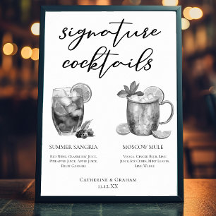 Poster Cocktail Signature Sangria Moscow Mule Noir Blanc