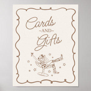 Poster Cocktails beiges et Cowgirls Cartes et cadeaux de