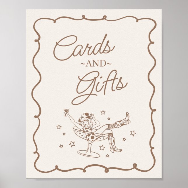 Poster Cocktails beiges et Cowgirls Cartes et cadeaux de  (Devant)