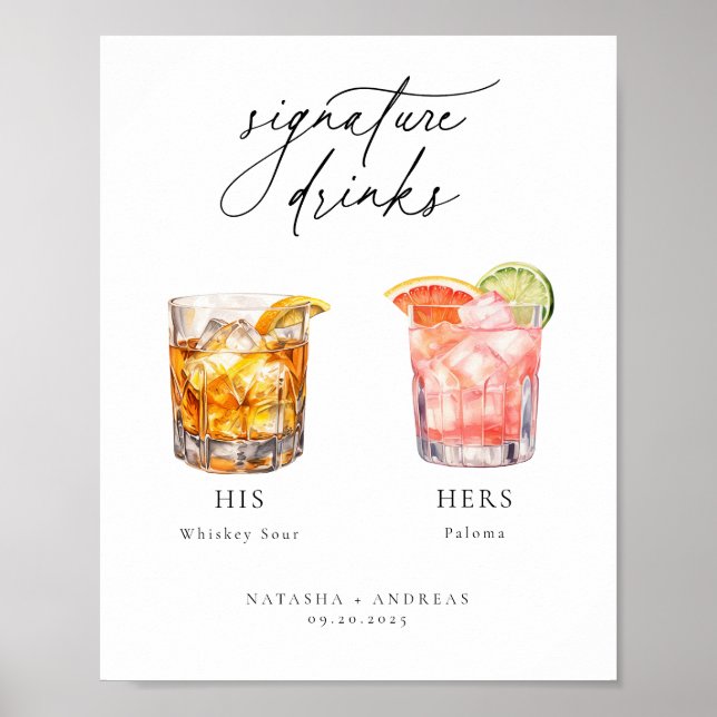 Poster Cocktails contemporains Signature Boissons (Devant)