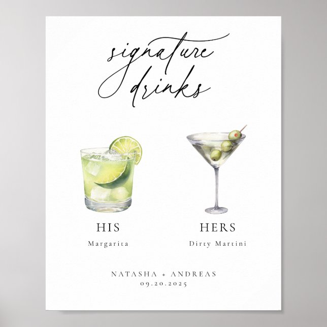 Poster Cocktails contemporains Signature Boissons (Devant)