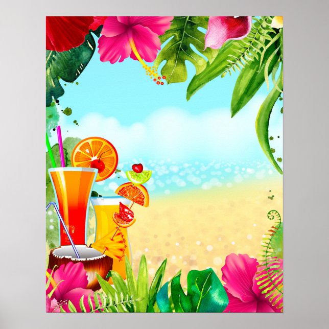 Poster Cocktails d'été tropicaux et la fête d'été de la p (Devant)