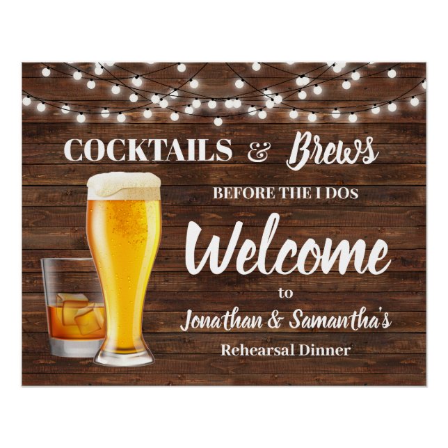 Poster Cocktails et brasses rustiques avant de faire la r (Devant)