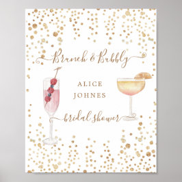 Poster cocktails pétillants or scintillant mariage brunch