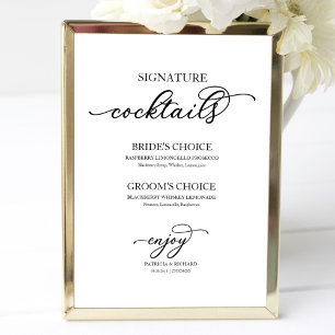 Poster Cocktails Signature Chic Script Noir