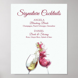 Poster Cocktails Signature Danse aux vins rouge et blanc