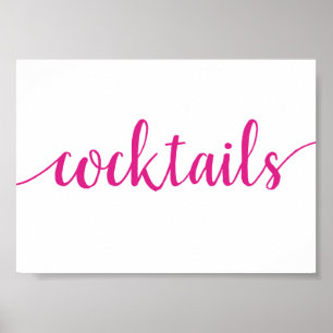 Poster Cocktails simples Hot Pink - Panneau de la barre