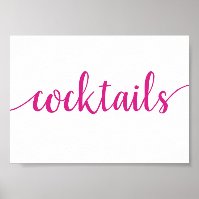 Poster Cocktails simples | Hot Pink - Panneau de la barre (Devant)