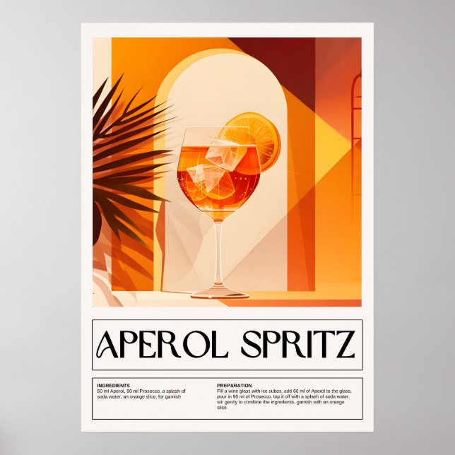 Poster Cocktails vintages : Aperol Spritz (Devant)
