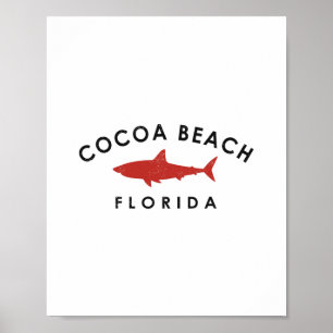 Poster Cocoa Beach Floride Requin Vacances Souvenir Vinta