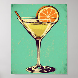 Poster Coctail Margarita, rétro, couleur douce de la post