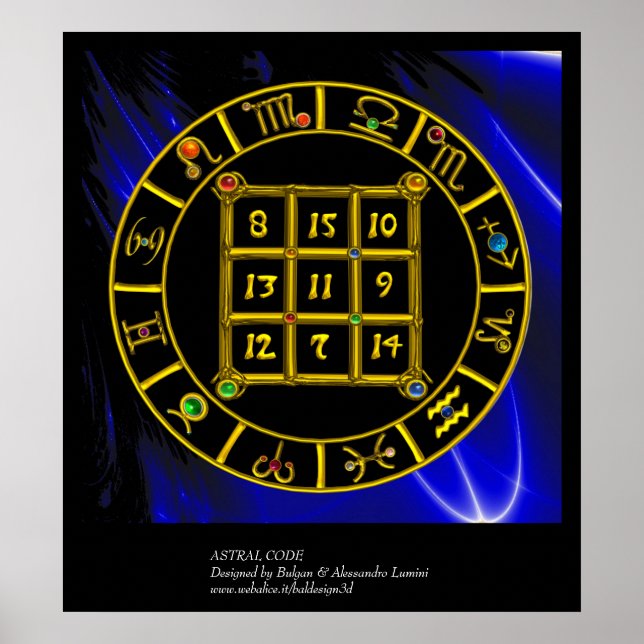 Poster CODE ASTRAL, CARRÉ MAGIQUE 33 Zodiac Astrology Cha (Devant)