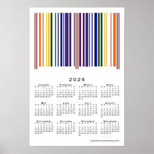Poster Code barre arc-en-ciel 2025 Calendrier